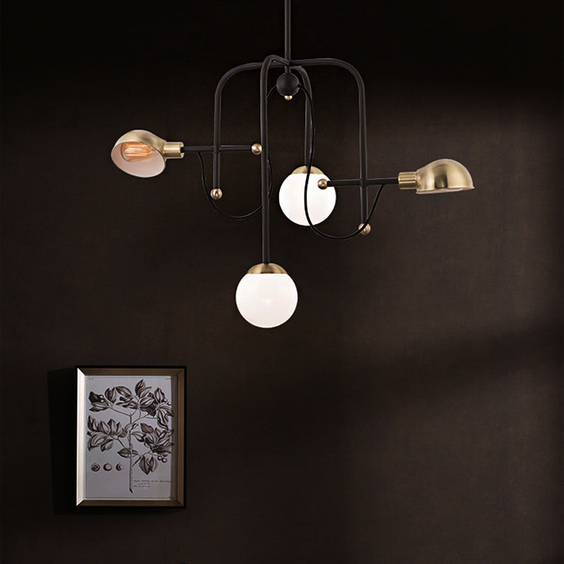 Modern Metallic Black Pendant Light Fixture with 4-Lights and Adjustable Hanging Rod - Branch Chandelier