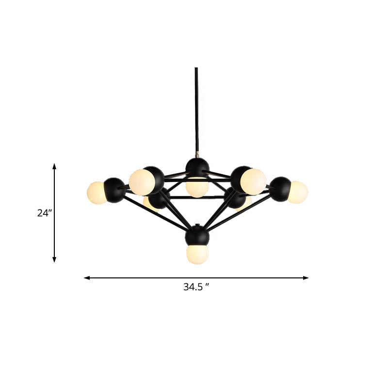Modern 6/8/10-Light Hanging Chandelier Kit in Black/Gold with Geometric Metal Arm - Ideal for Living Room