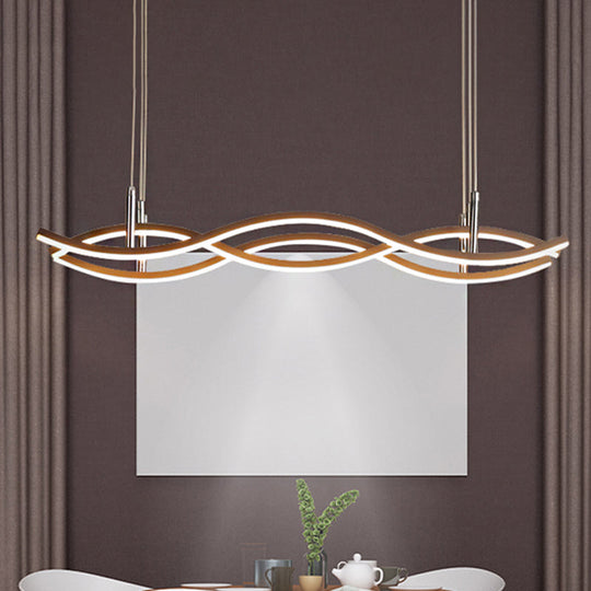 Simple Acrylic Golden Led Pendant Chandelier - 22/27/41 Wide Wavy Design In White/Warm Light Gold /