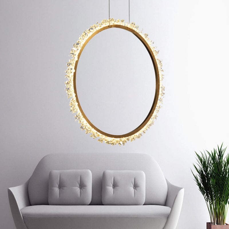 Modern Crystal Led Ring Chandelier Pendant Light In Multiple Sizes And Colors Gold / 31.5 Natural