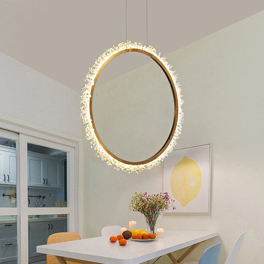 Modern Crystal Led Ring Chandelier Pendant Light In Multiple Sizes And Colors