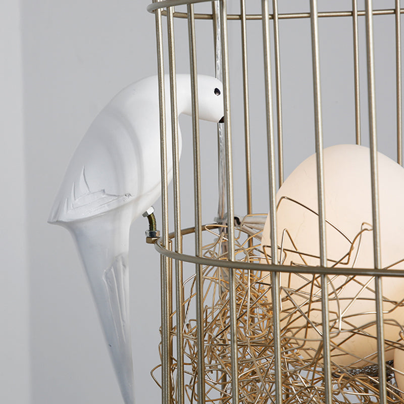 Rustic Matte White Glass Chandelier: Elegant Egg Shaped Hanging Light Fixture with Birdcage Design - 3 Lights
