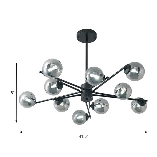 41.5 Wide Black Sputnik Chandelier - Modern Silver Glass Pendant Light