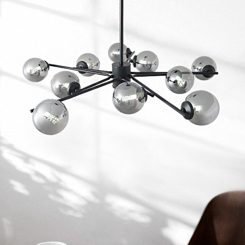 41.5 Wide Black Sputnik Chandelier - Modern Silver Glass Pendant Light 10 /