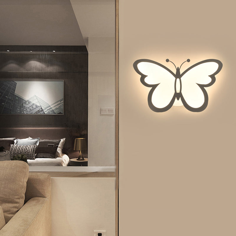 Contemporary Led Butterfly Wall Mounted Night Lamp - Modern 1/3 Lights Sconce White Acrylic