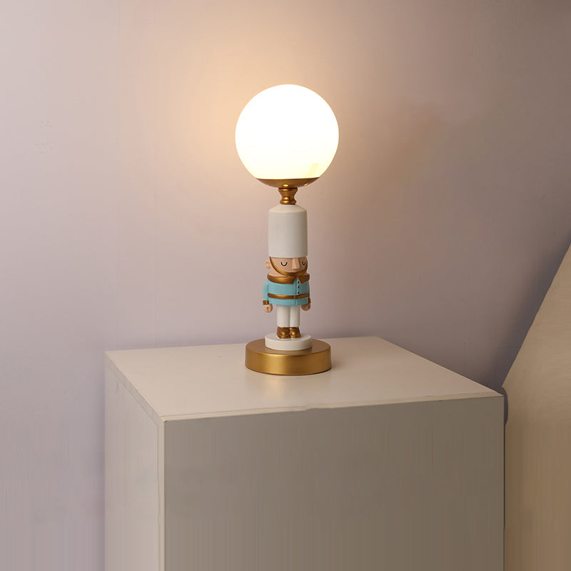 Kids Soldier Bedside Lamp: Resin Nightstand With Shade Table Lighting (1 Bulb)