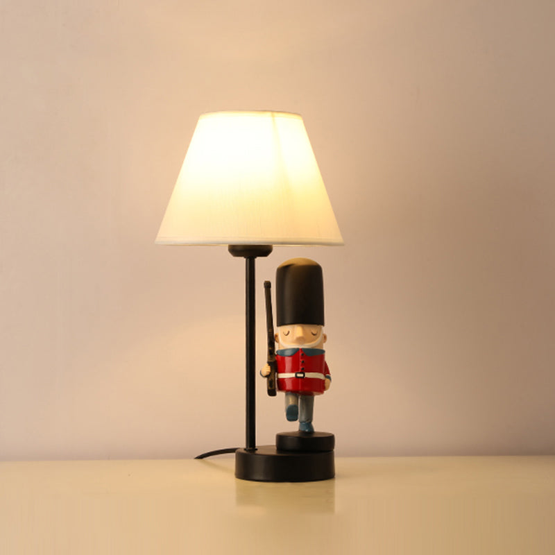 Kids Soldier Bedside Lamp: Resin Nightstand With Shade Table Lighting (1 Bulb)