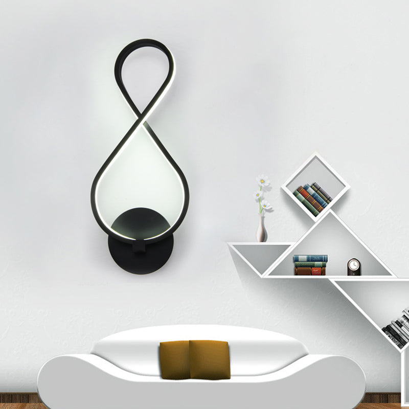 8-Shaped Led Sconce Light Fixture - Black Stylish Acrylic Wall Lighting With Neutral/Warm/White