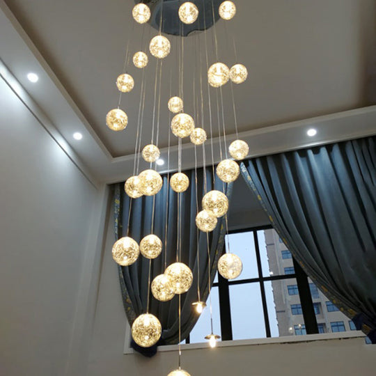 Modern Tan Glass Sphere Shade Suspension Light Pendant With Chrome Multi Bulb Design