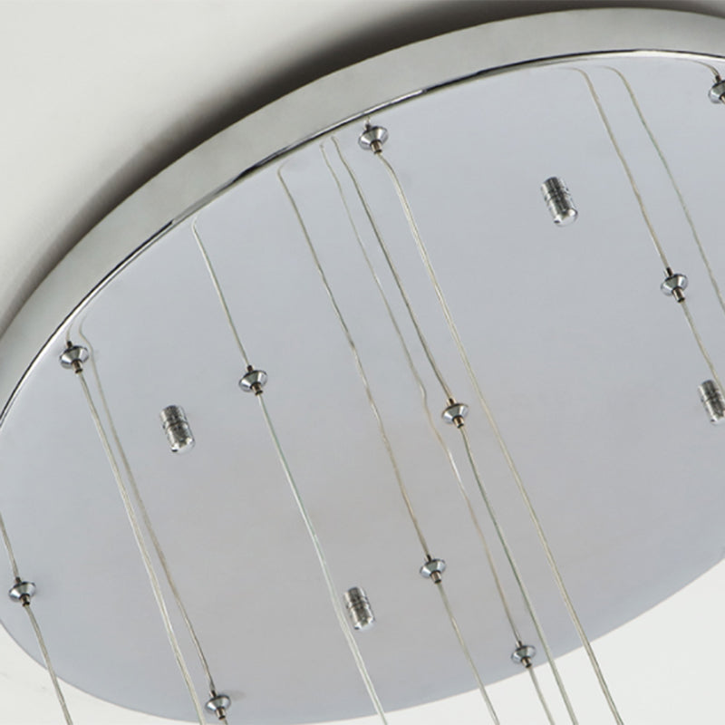 Modern Tan Glass Sphere Shade Suspension Light with Chrome Finish - 30 Bulbs Pendant
