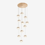 Gold Crystal Led Multi-Ceiling Light With Ball Shade For Staircase Suspension 12 /