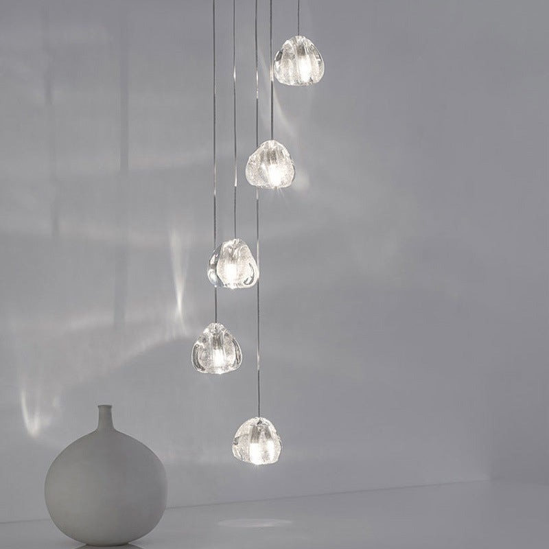 Crystal LED Staircase Pendant Light in Chrome - Stone Shape for ...