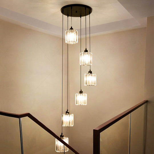 Minimalistic Black Geometric Prismatic Crystal Ceiling Light for Staircase