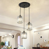 Sleek Black Geometric Prismatic Crystal Ceiling Light For Staircases - Multi-Suspension Lighting 3 /