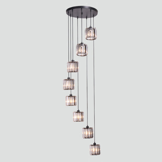 Contemporary Glass Geometrical Staircase Suspension Light - Multi-Light Pendant