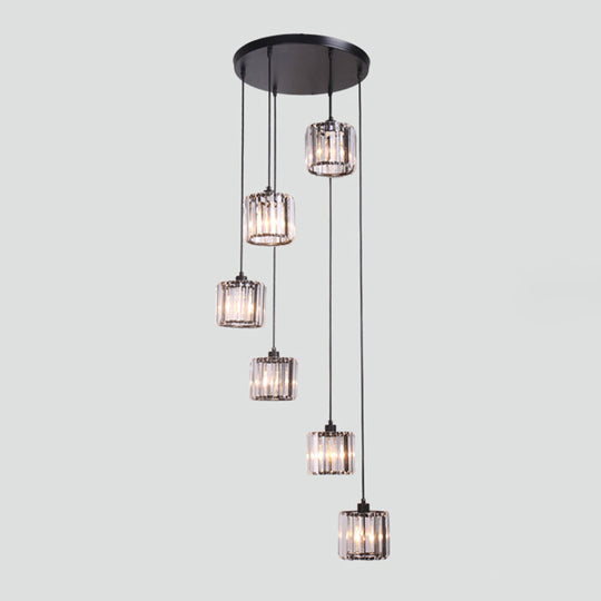 Contemporary Glass Geometrical Staircase Suspension Light - Multi-Light Pendant