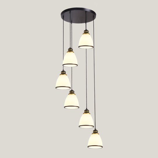 Contemporary Glass Geometrical Staircase Suspension Light - Multi-Light Pendant