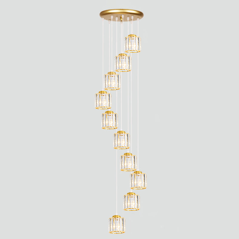 Contemporary Glass Geometrical Staircase Suspension Light - Multi-Light Pendant