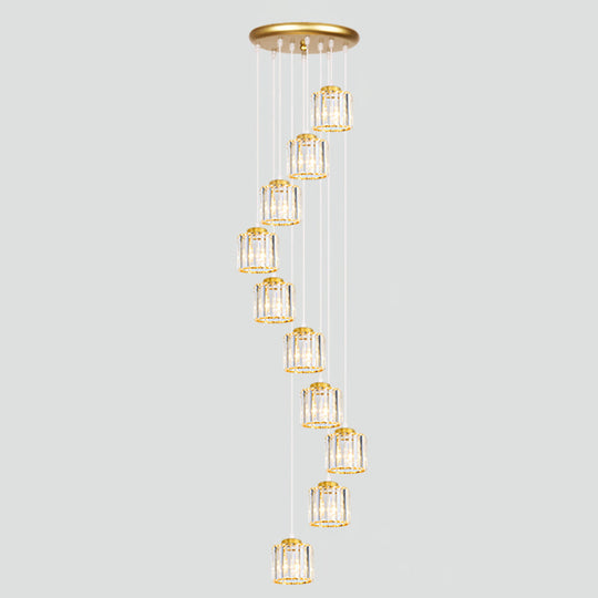 Contemporary Glass Geometrical Staircase Suspension Light - Multi-Light Pendant