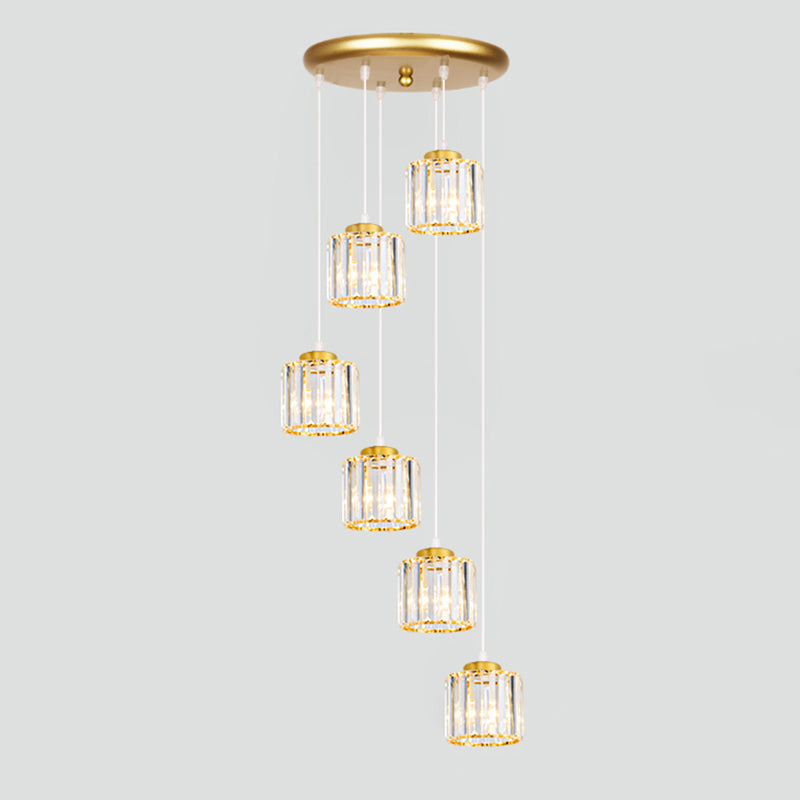 Contemporary Glass Geometrical Staircase Suspension Light - Multi-Light Pendant