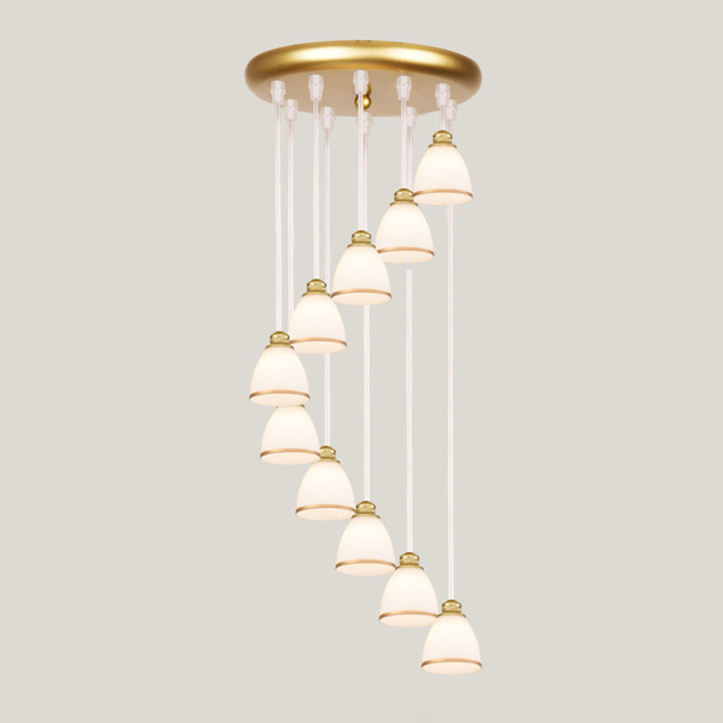 Contemporary Glass Geometrical Staircase Suspension Light - Multi-Light Pendant