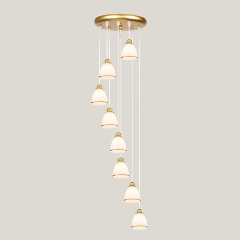 Contemporary Glass Geometrical Staircase Suspension Light - Multi-Light Pendant