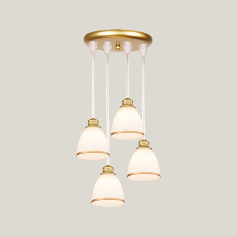 Contemporary Multi-Light Pendant With Geometrical Glass Shade For Staircase Suspension 4 / Gold Cone