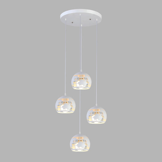 Metallic Geometric Cage Ceiling Light Fixture For Staircase Suspension 4 / White A