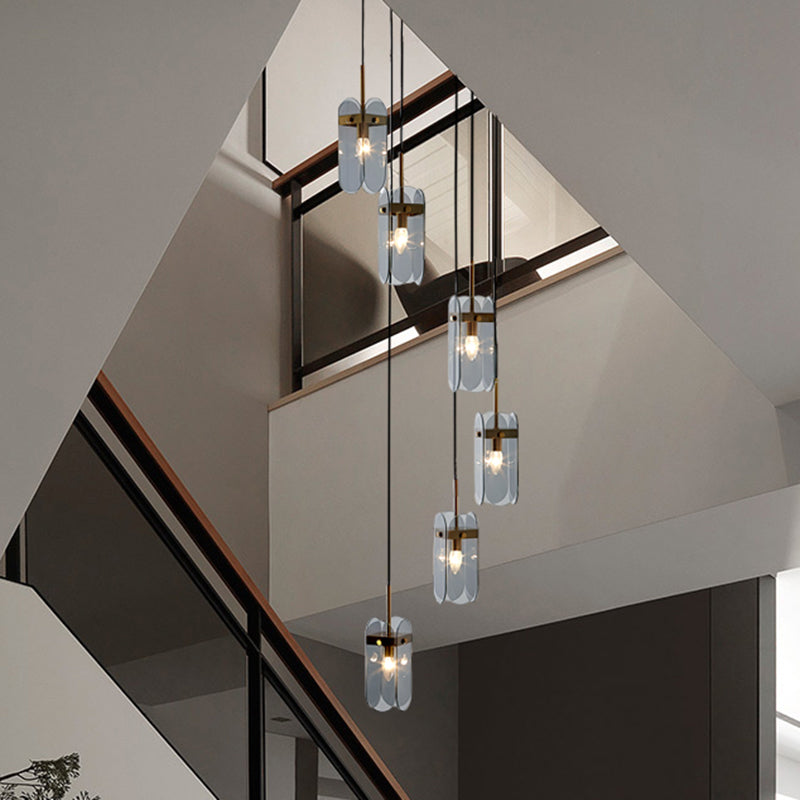 Modern Oval Panel Pendant Light Fixture For Glass Staircases 6 / Smoke Gray