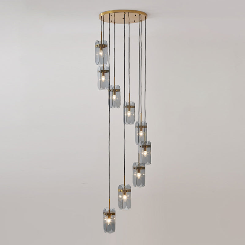 Modern Oval Panel Pendant Light Fixture for Glass Staircase