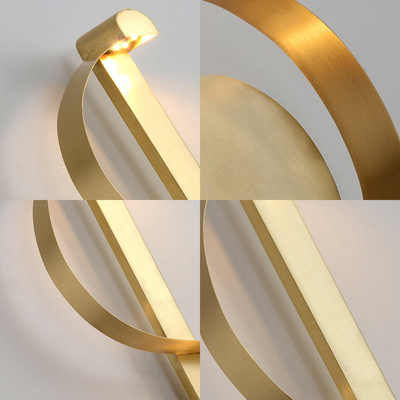 Curved Golden Led Wall Sconce In Warm/White Light - Stylish Aluminum Fixture