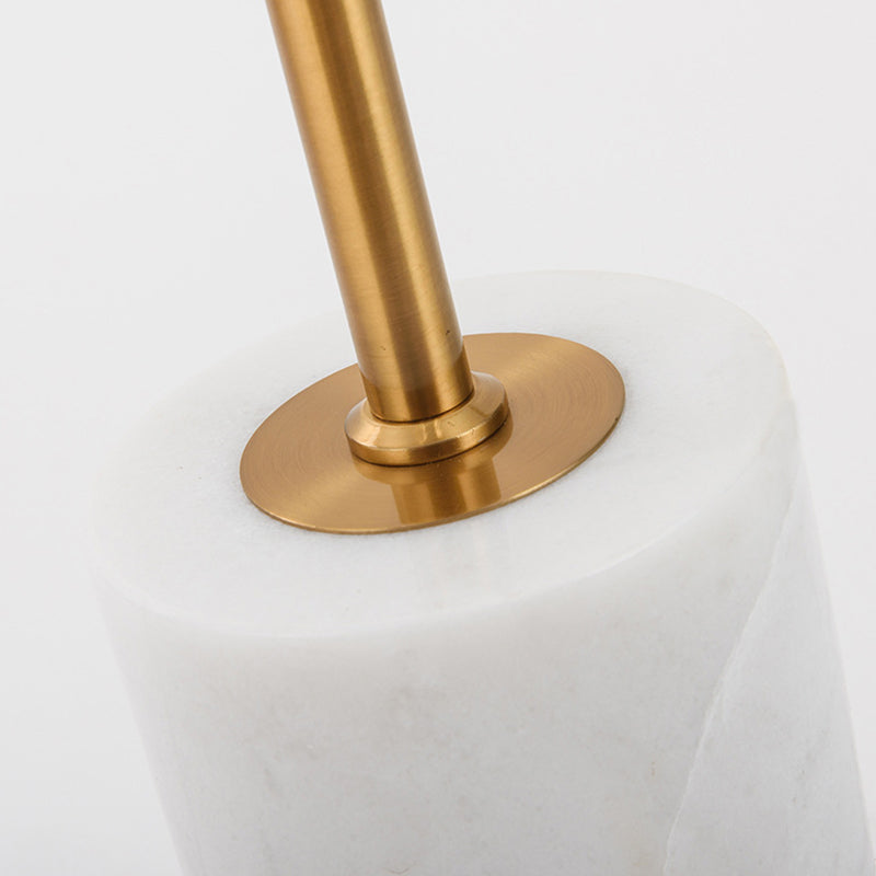 Modern Gold Floor Lamp With Marble Base - Cylindrical Metallic Stand Up Lighting