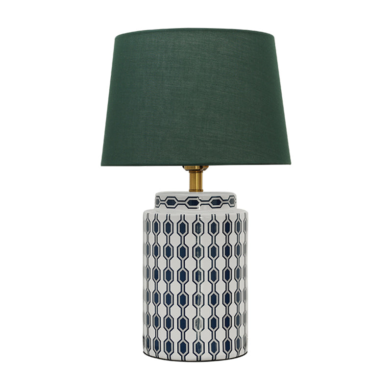 Green Ceramic Bedside Table Lamp With Empire Shade
