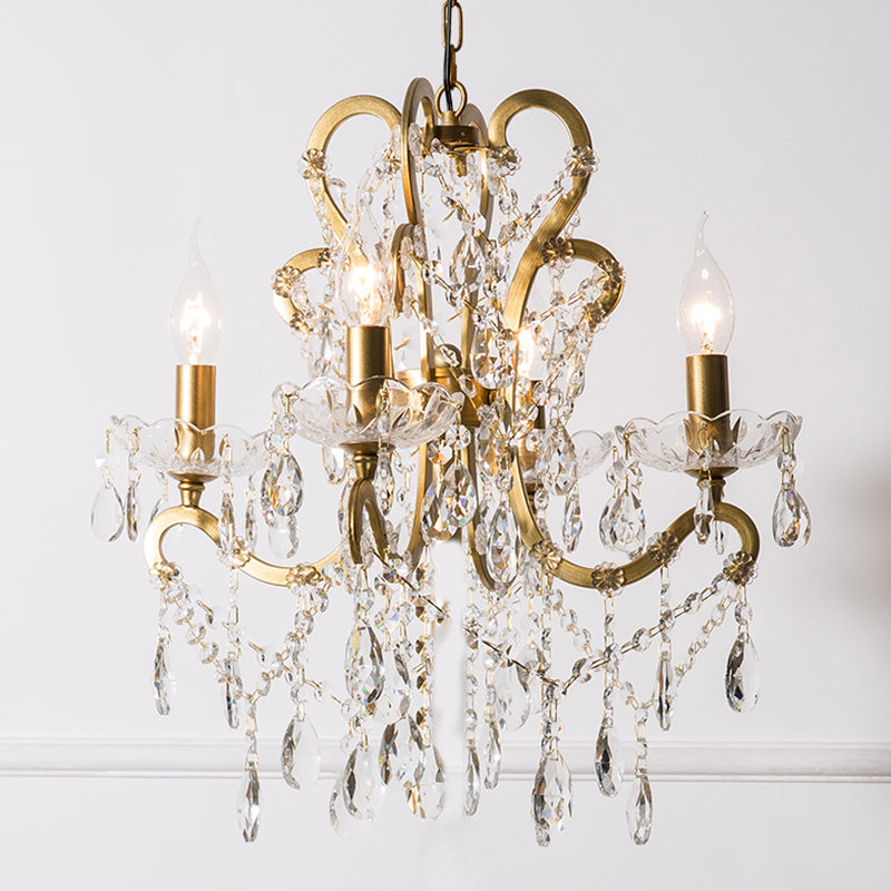 Vintage Metal Chandelier Pendant Light With Crystal Accents - Perfect For Living Room 4 / Gold
