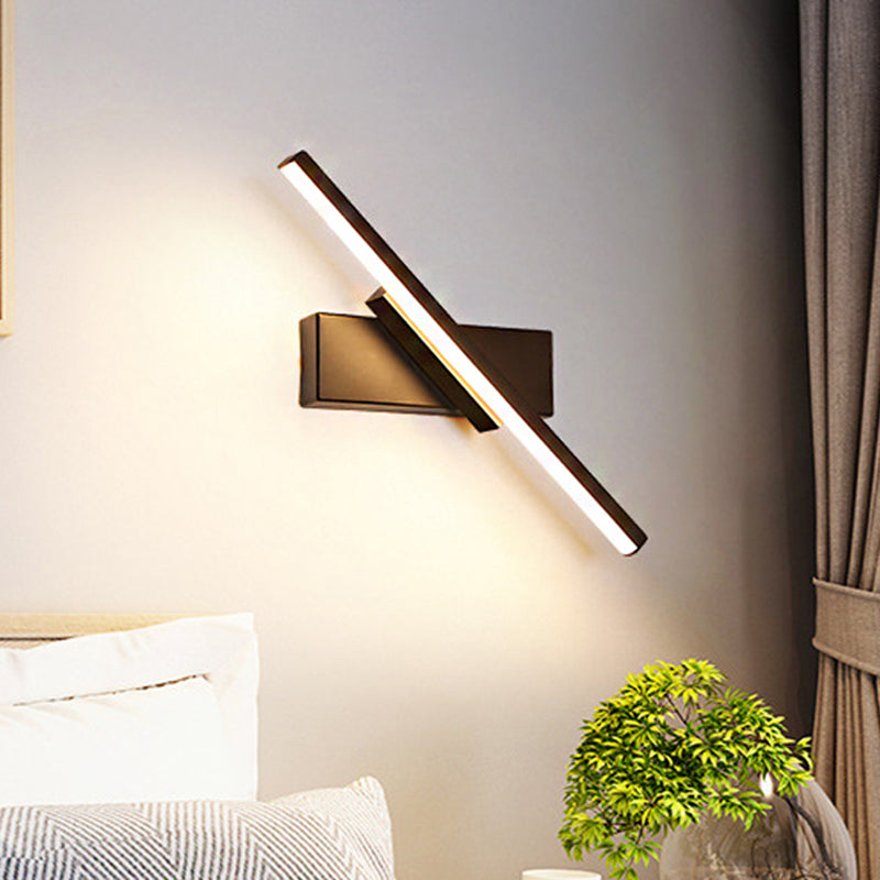 Rotatable Acrylic Linear Led Sconce Light - Simplicity Black/White Wall Lighting Fixture (White/Warm