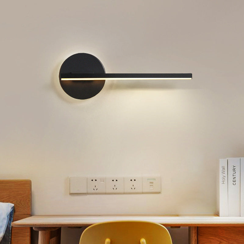 Minimal Black/White Linear Led Wall Lamp For Bedroom With Warm/White Light