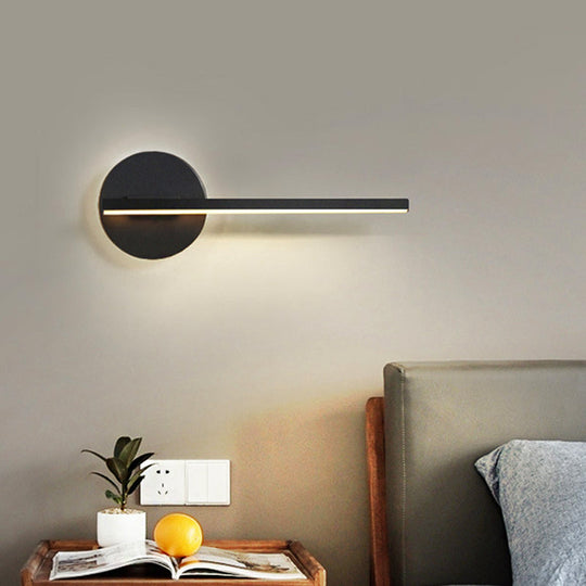 Minimal Black/White Linear Led Wall Lamp For Bedroom With Warm/White Light Black / Warm