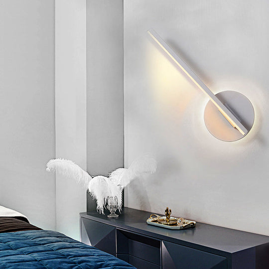 Minimal Black/White Linear Led Wall Lamp For Bedroom With Warm/White Light White /