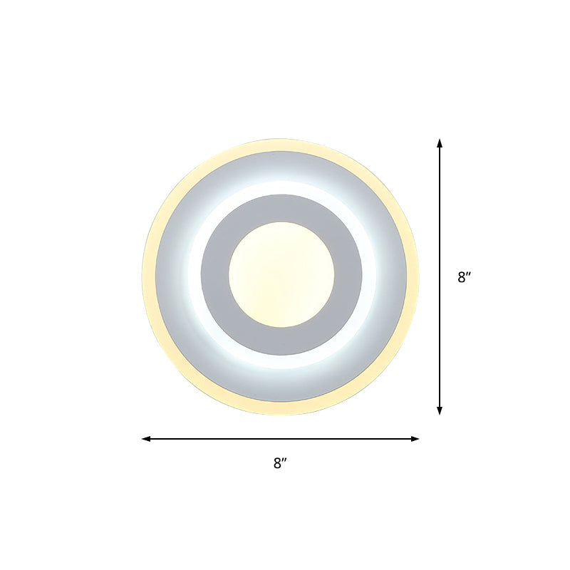 Minimal Acrylic Led Wall Sconce Light - Round/Square Energy-Saving White/Warm Lighting