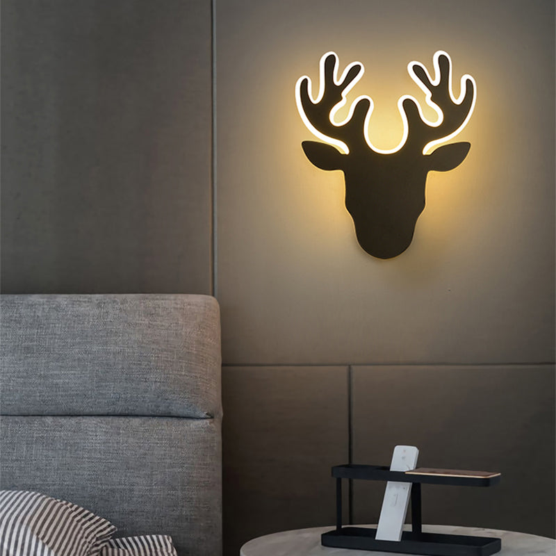 Contemporary Black And White Antler Led Sconce