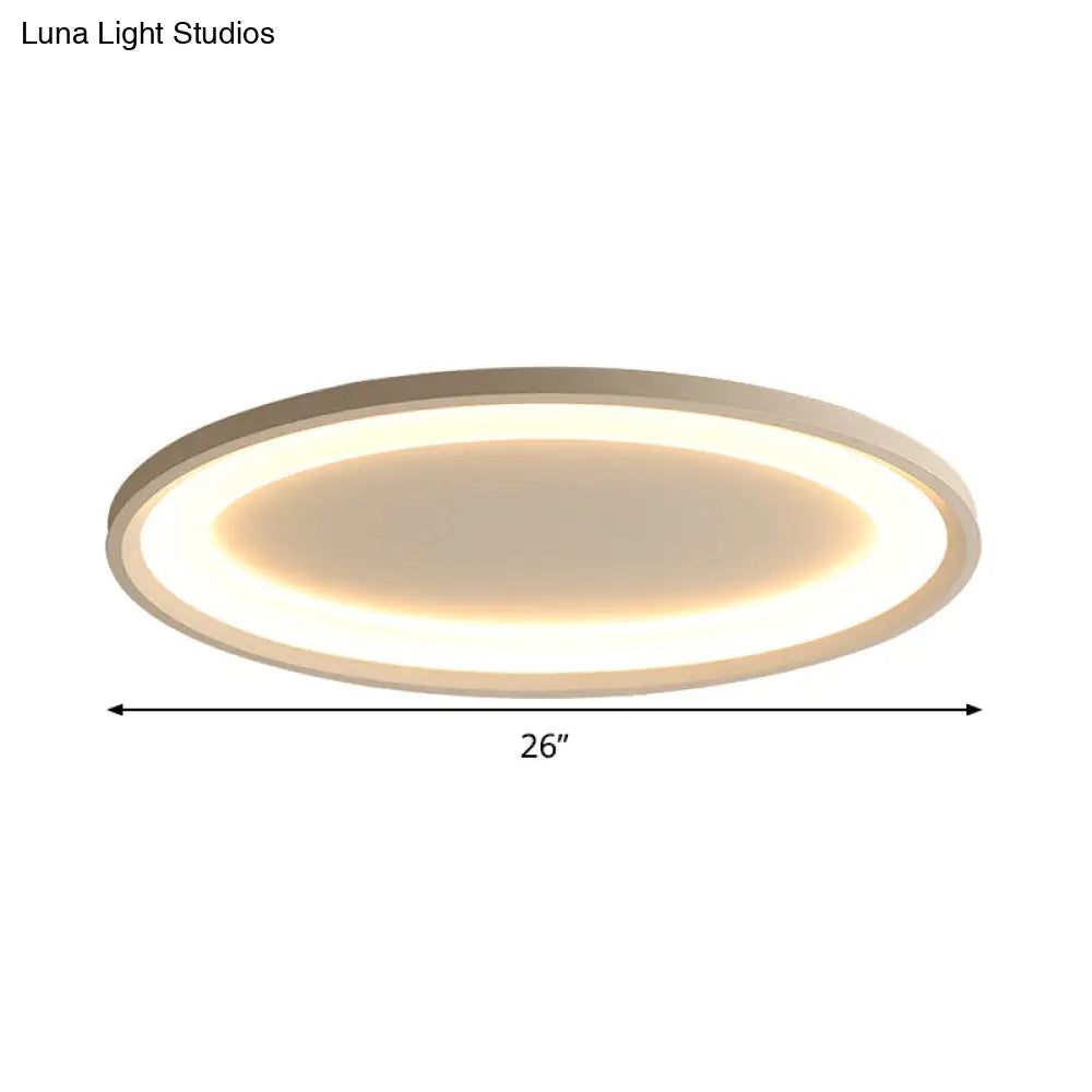 22/26 Nordic Slim Flush Mount Ceiling Lamp - Matte White Oval Warm/White Light Stepless Dimming