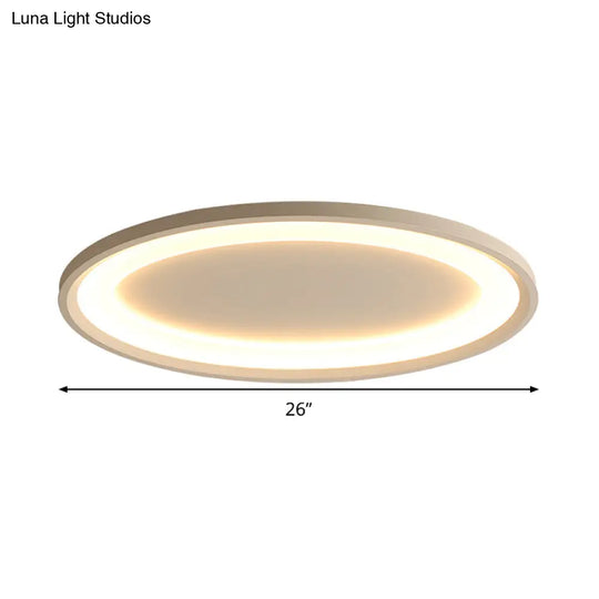 22/26 Nordic Slim Flush Mount Ceiling Lamp - Matte White Oval Warm/White Light Stepless Dimming