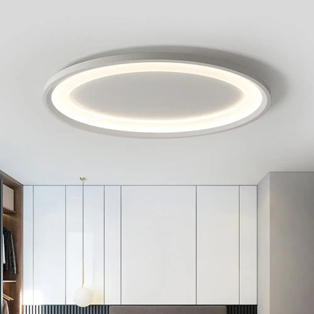 22’/26’ Nordic Slim Flush Mount Ceiling Lamp - Matte White Oval Warm/White Light Stepless