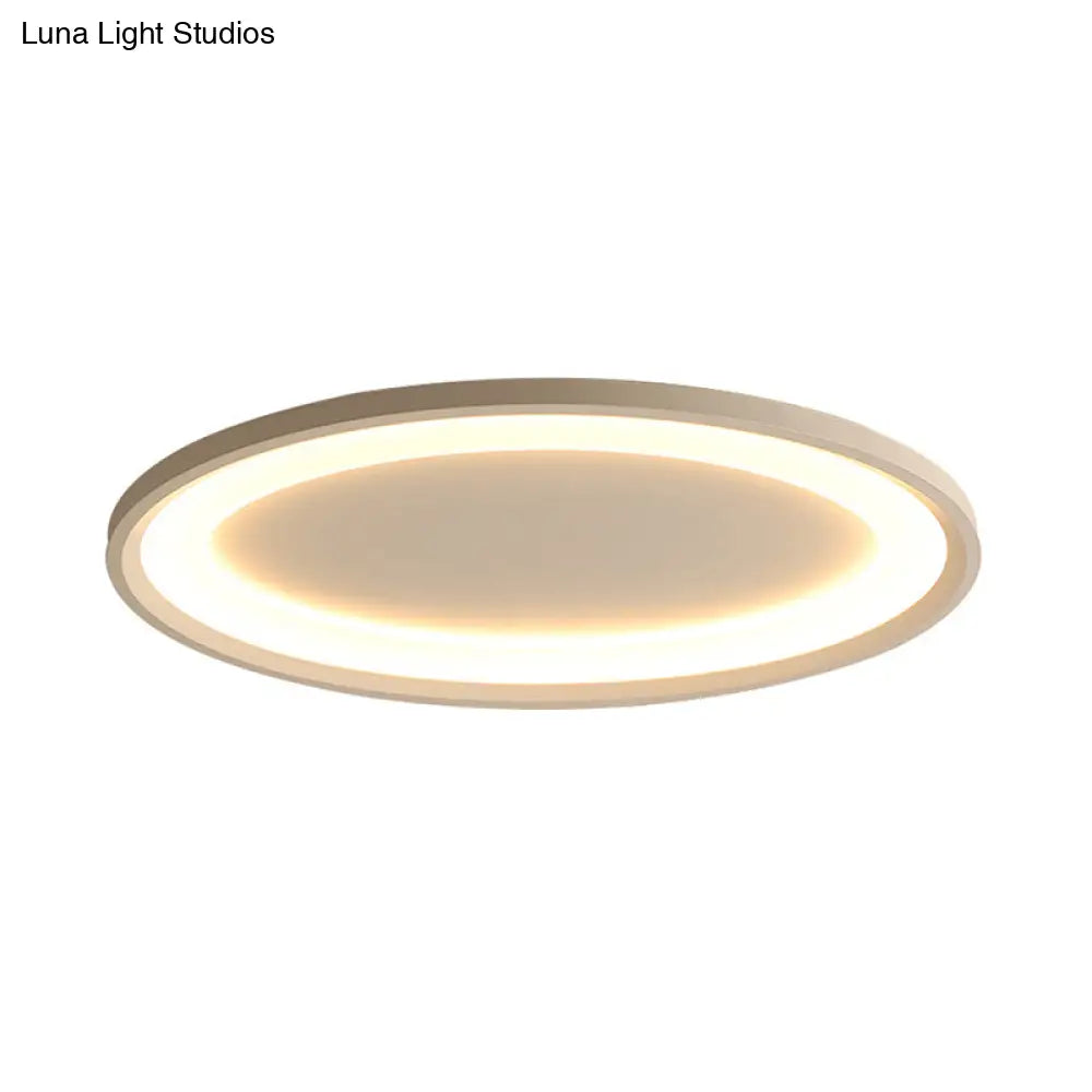 22’/26’ Nordic Slim Flush Mount Ceiling Lamp - Matte White Oval Warm/White Light Stepless