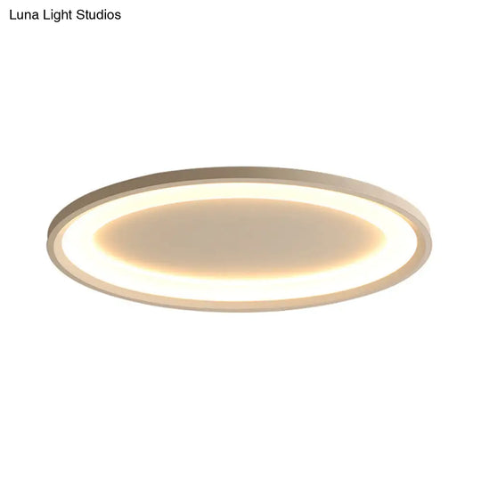 22’/26’ Nordic Slim Flush Mount Ceiling Lamp - Matte White Oval Warm/White Light Stepless