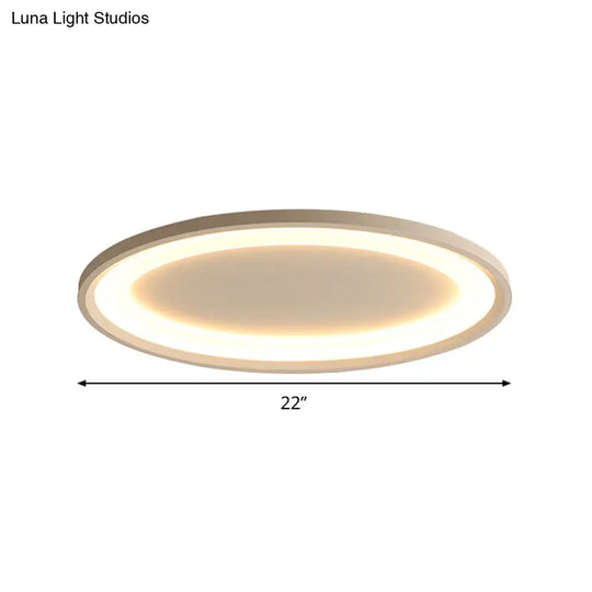 22/26 Nordic Slim Flush Mount Ceiling Lamp - Matte White Oval Warm/White Light Stepless Dimming