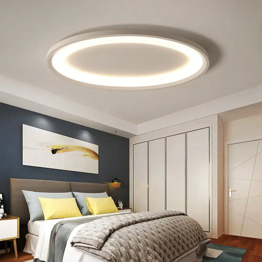 22’/26’ Nordic Slim Flush Mount Ceiling Lamp - Matte White Oval Warm/White Light Stepless