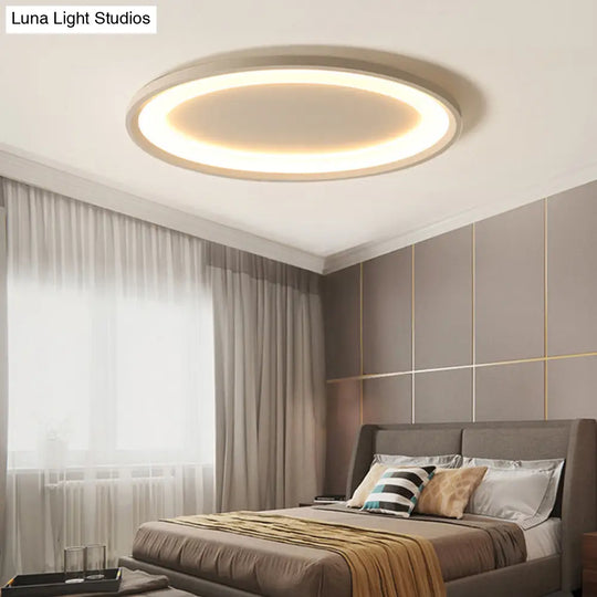 22’/26’ Nordic Slim Flush Mount Ceiling Lamp - Matte White Oval Warm/White Light Stepless