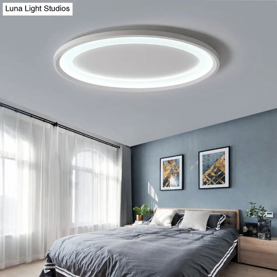 22/26 Nordic Slim Flush Mount Ceiling Lamp - Matte White Oval Warm/White Light Stepless Dimming