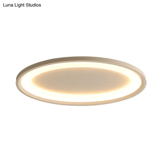 22/26 Nordic Slim Flush Mount Ceiling Lamp - Matte White Oval Warm/White Light Stepless Dimming